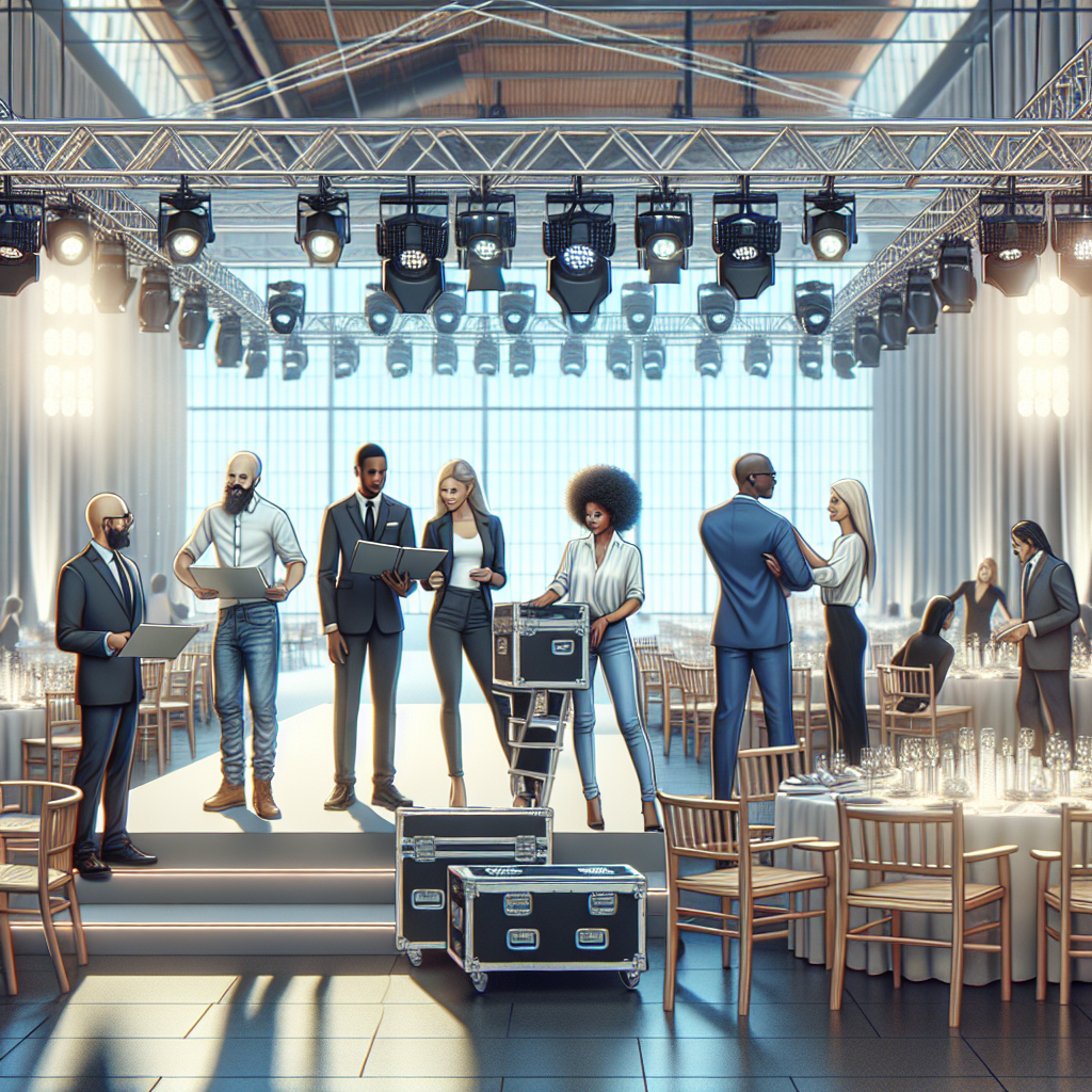 Wedding light rental professionals at work with expert service standards