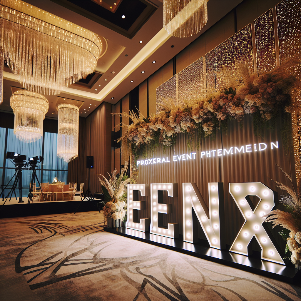 Stunning marquee letters rental installation with elegant event lighting display